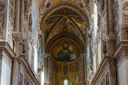 simsearch:841-09255862,k - Interior of the cathedral of Cefalu, Sicily, Italy, Europe Photographie de stock - Rights-Managed, Code: 841-09255857