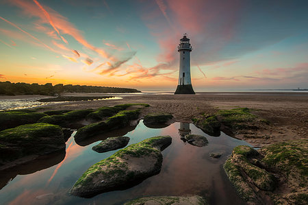 Perch Rock Lighthouse at sunset, New Brighton, Cheshire, England, United Kingdom, Europe Foto de stock - Con derechos protegidos, Código: 841-09256659