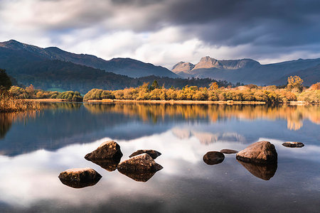 simsearch:6119-09239117,k - The Langdale Pikes reflected in the tranquil River Brathay, autumn, Elterwater, Lake District National Park, UNESCO World Heritage Site, Cumbria, England, United Kingdom, Europe Stock Photo - Rights-Managed, Code: 841-09256686