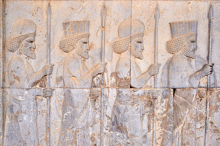 simsearch:841-09194538,k - Relief of the warriors, staircases of Apadana, Persepolis, UNESCO World Heritage Site, Fars Province, Iran, Middle East Foto de stock - Con derechos protegidos, Código: 841-09256766