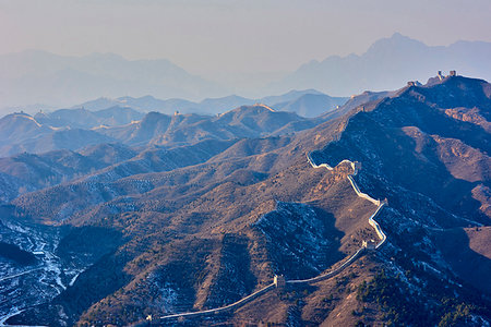 Dawn over the Jinshanling and Simatai sections of the Great Wall of China, Unesco World Heritage Site, China, East Asia Fotografie stock - Rights-Managed, Codice: 841-09256771