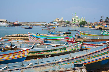 fishing boats in kerala - Fishing boats at Vizhinjam beach fish market, near Kovalam, Kerala, India, South Asia Stock Photo - Rights-Managed, Code: 841-09256940