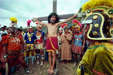 simsearch:841-02715491,k - Easter Holy Week Way of the Cross procession and crucifixion during annual Moriones festival in the Philippines, Southeast Asia, Asia Stock Photo - Rights-Managed, Code: 841-02704073