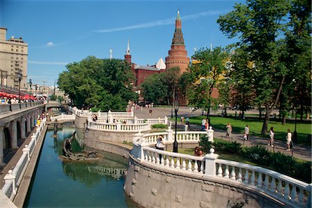 Waterway, and people in Manezh Square Park in Moscow, Russia, Europe Stock Photo - Rights-Managed, Code: 841-02704209