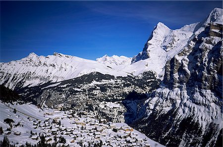 Mürren et l'Eiger et Monch, Oberland bernois, les Alpes suisses, Suisse, Europe Photographie de stock - Rights-Managed, Code: 841-02704202