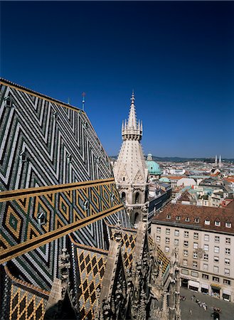 The Stephansdom (cathedral of St. Stephen), tiled roof and skyline, Vienna, Austria, Europe Stock Photo - Rights-Managed, Code: 841-02704245