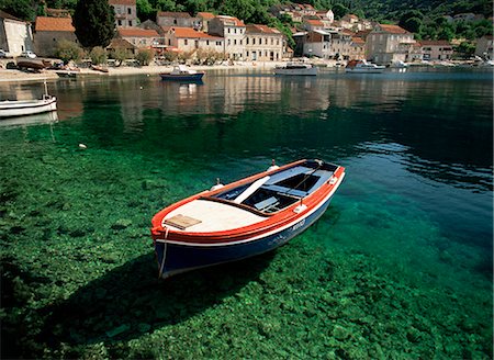 Boat in harbour, Racisce, Korcula Island, Dalmatia, Croatia, Europe Foto de stock - Con derechos protegidos, Código: 841-02704361