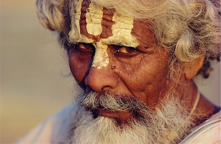 Portrait of a sadhu, a Hindu holy man, Varanasi (Benares), India, Asia Stock Photo - Rights-Managed, Code: 841-02704587