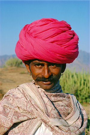 Portrait d'un homme du Rajasthan avec un turban rose, état du Rajasthan, Inde Photographie de stock - Rights-Managed, Code: 841-02705053