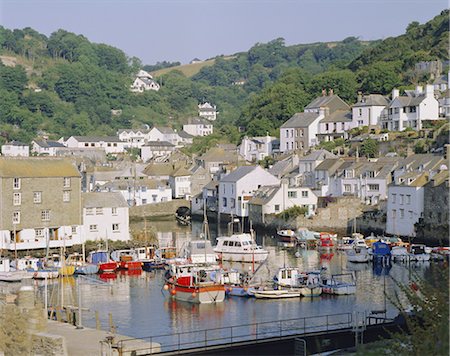 polperro - The harbour and village, Polperro, Cornwall, England, United Kingdom Stock Photo - Rights-Managed, Code: 841-02705350