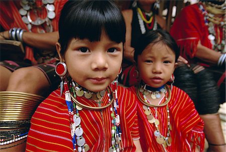 Two 'Big ears' Padaung tribe girls in Nai Soi, Mae Hong Son Province, Thailand, Asia Stock Photo - Rights-Managed, Code: 841-02705418