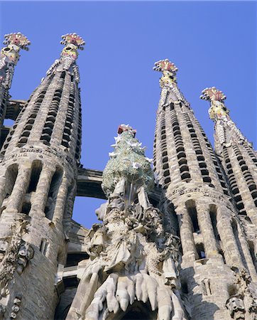 Gaudi church architecture, La Sagrada Familia, Barcelona, Catalunya (Catalonia) (Cataluna), Spain, Europe Stock Photo - Rights-Managed, Code: 841-02705496