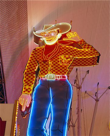 fremont street - Cowboy sign, Freemont Street, downtown, Las Vegas, Nevada, United States of America, North America Foto de stock - Direito Controlado, Número: 841-02705514