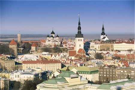 Elevated winter view over the Old Town towards Alexander Nevsky cathedral, Tallinn, UNESCO World Heritage Site, Estonia, Baltic States, Europe Stock Photo - Rights-Managed, Code: 841-02705826