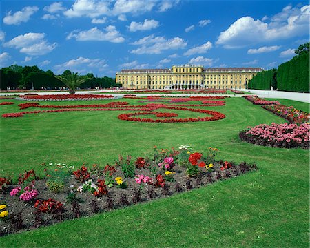 Formal gardens with flower beds in front of the Schonbrunn Palace, UNESCO World Heritage Site, Vienna, Austria, Europe Stock Photo - Rights-Managed, Code: 841-02706160