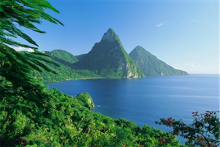 soufriere - Volcanic peaks of the Pitons, Soufriere Bay, St. Lucia, Caribbean, West Indies, Central America Stock Photo - Rights-Managed, Code: 841-02706265