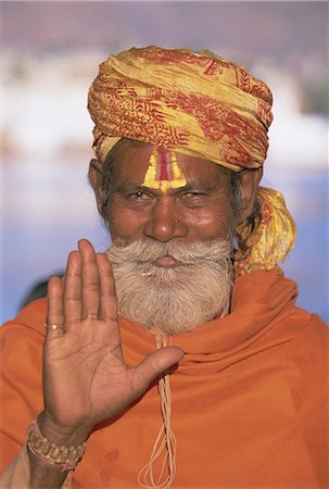 Portrait of a holy man at the annual Hindu pilgrimage to holy Pushkar Lake, Rajasthan State, India, Asia Stock Photo - Rights-Managed, Code: 841-02706549
