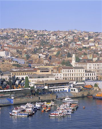 región de valparaíso - Harbour and city, Valparaiso, Chile, South America Foto de stock - Con derechos protegidos, Código: 841-02707174