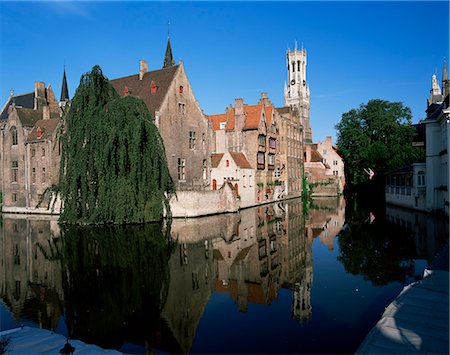 Looking towards the belfry of Belfort Hallen, Bruges, Belgium, Europe Stock Photo - Rights-Managed, Code: 841-02707537