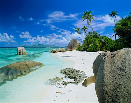 Granite outcrops on tropical beach, Anse Source D'Argent, La Digue, Seychelles Stock Photo - Rights-Managed, Code: 841-02707579