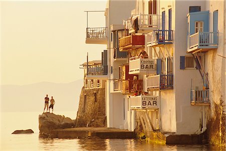 simsearch:841-03034594,k - Little Venice in the Alefkandra district of Mykonos Town, Mykonos, Cyclades Islands, Greece, Europe Foto de stock - Con derechos protegidos, Código: 841-02707605