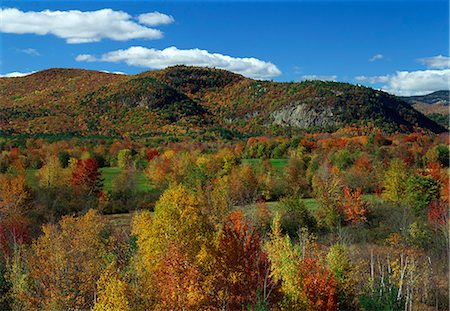 Aerial view over woodland and rolling hills in fall colours, White Mountain National Park, New Hampshire, New England, United States of America, North America Stock Photo - Rights-Managed, Code: 841-02707763