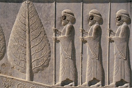 simsearch:841-02711077,k - Sculpté les reliefs de la garde du palais, Apadana palais escalier, Persépolis, UNESCO World Heritage Site, Iran, Moyen-Orient Photographie de stock - Rights-Managed, Code: 841-02707824