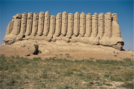 simsearch:841-05785362,k - Fluted clay wall of Kyzkala palace, Merv, UNESCO World Heritage Site, Turkmenistan, Central Asia, Asia Stock Photo - Rights-Managed, Code: 841-02707823