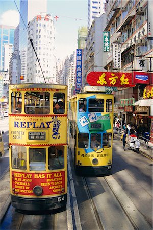 Trams in Wan Chai (Wanchai), Hong Kong, China Stock Photo - Rights-Managed, Code: 841-02708087