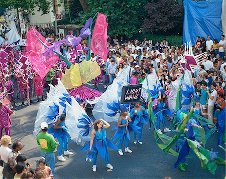 Colourful parade at the Notting Hill Carnival, Notting Hill, London, England, United Kingdom, Europe Stock Photo - Rights-Managed, Code: 841-02708352