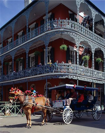 french quarter new orleans - Horse and carriage in the French Quarter, New Orleans, Louisiana, United States of America (USA), North America Stock Photo - Rights-Managed, Code: 841-02708442