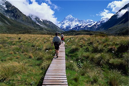 simsearch:841-02915661,k - Chemin en bois par le biais de Hooker Valley, Parc National du mont Cook, Canterbury, île du Sud, Nouvelle-Zélande, Pacifique Photographie de stock - Rights-Managed, Code: 841-02708495