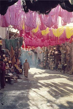 dyers souk - Figure in wool dyers textile souk, Marrakesh, Morocco, Africa Stock Photo - Rights-Managed, Code: 841-02708537