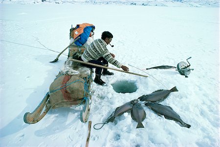 fish ice - Inuit man fishing for halibut, eastern area, Greenland, Polar Regions Stock Photo - Rights-Managed, Code: 841-02708546