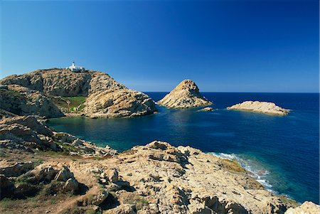 Lighthouse at Ile de la Pietra, Ile-Rousse, Corsica, France, Eurpe Stock Photo - Rights-Managed, Code: 841-02708644