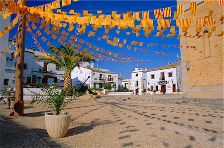 Town square with streamers in regional colours, Altea, Alicante, Valencia, Spain, Europe Stock Photo - Rights-Managed, Code: 841-02708657