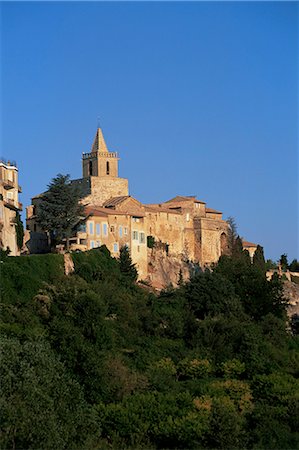 simsearch:841-02920617,k - View to village houses and church in the early morning, Venasque, Vaucluse, Provence, France, Europe Stock Photo - Rights-Managed, Code: 841-02708859