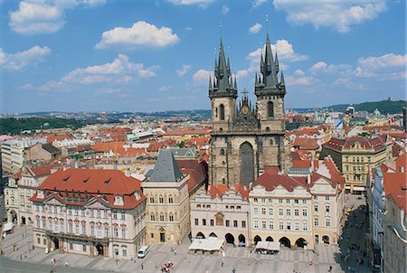 simsearch:841-02709045,k - Skyline including the Tyn Church on the Old Town Square in the city of Prague, UNESCO World Heritage Site, Czech Republic, Europe Stock Photo - Rights-Managed, Code: 841-02709045