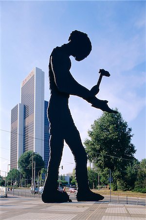 frankfurt city modern - Hammering Man sculpture, Frankfurt, Germany, Europe Stock Photo - Rights-Managed, Code: 841-02709055