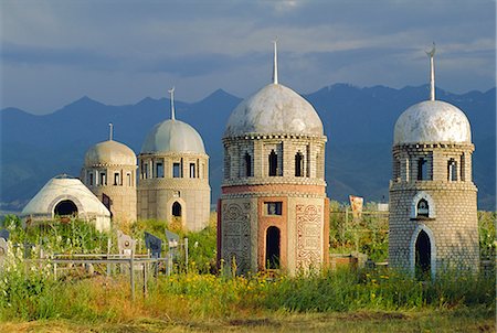 Traditional Kirghiz cemetary, near Burana Tower, Kyrgyzstan, Central Asia Stock Photo - Rights-Managed, Code: 841-02709455