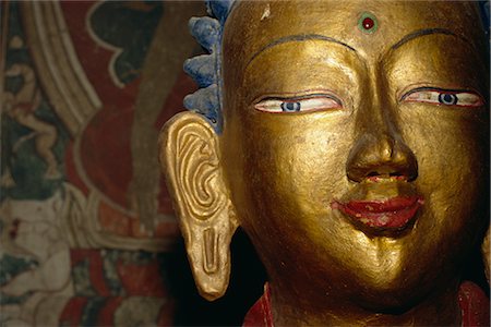 Detail of Buddha statue at Alchi Monastery, Ladakh, India, Asia Foto de stock - Con derechos protegidos, Código: 841-02709485