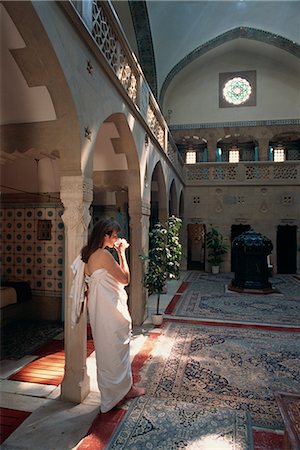 slovakia people - Woman drinking water in the Moorish bath house in the spa at Trenciaske Teplice, Slovakia, Europe Stock Photo - Rights-Managed, Code: 841-02709511