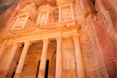 Facade of the Treasury (El Kazneh), Nabatean archaeological site, Petra, UNESCO World Heritage Site, Jordan, Middle East Stock Photo - Rights-Managed, Code: 841-02709555