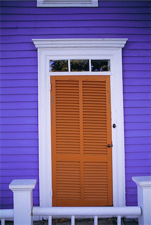 Louvre door, purple weatherboard house, Stonington, Connecticut, New England, United States of America, North America Stock Photo - Rights-Managed, Code: 841-02709808