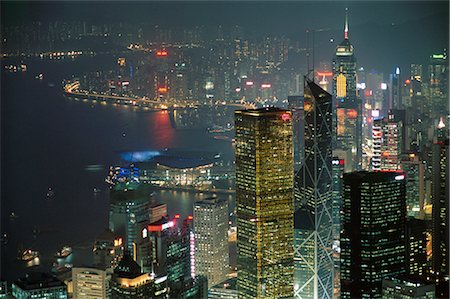 Skyline and Victoria Harbour at night from the Peak, Hong Kong Island, Hong Kong, China, Asia Stock Photo - Rights-Managed, Code: 841-02709834