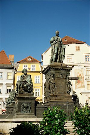 Statue of Archduke Johann, moderniser of Graz, and nymphs at base symbolising Styria's rivers, Hauptplatz, Graz, Styria, Austria, Europe Stock Photo - Rights-Managed, Code: 841-02703559