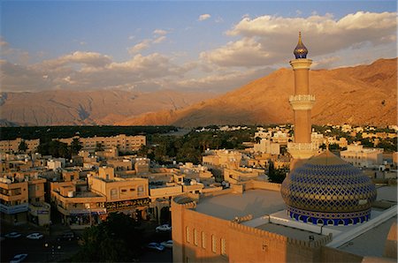Blick vom Nizwa Fort auf westliche Hajar-Gebirge, Nizwa, Oman, Naher Osten Stockbilder - Lizenzpflichtiges, Bildnummer: 841-02703566