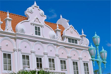 simsearch:841-02707986,k - Pastel facade of mock Dutch colonial building, Oranjestad, Aruba, Antilles, Central America Stock Photo - Rights-Managed, Code: 841-02703659