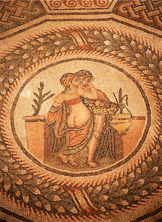 piazza armerina - Mosaic, floor of private apartment dating from the 4th century AD, Villa Romana del Casale, near Piazza Armerina, Sicily, Italy, Europe Stock Photo - Rights-Managed, Code: 841-02703831