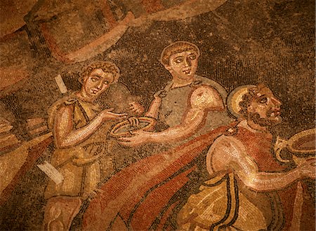 simsearch:841-02710139,k - Mosaic, Ulysses and Polyphemus, dating from the 4th century AD, Villa Romana del Casale, near Piazza Armerina, Sicily, Italy, Europe Stock Photo - Rights-Managed, Code: 841-02703832